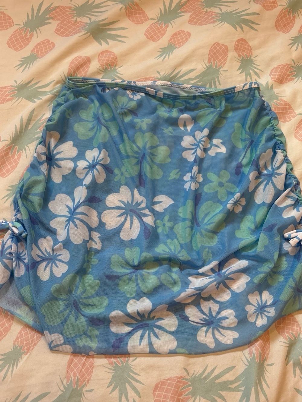 Blue Floral Beach Sarong Cover-Up
